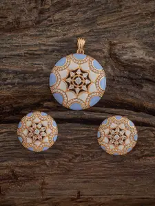 Kushal's Fashion Jewellery Gold-Plated Zircon Studded Party Pendant Set