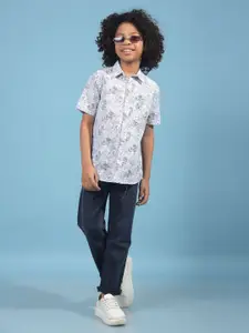 Crimsoune Club Boys Slim Fit Floral Printed Casual Shirt