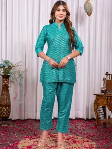 Kiana House Of Fashion Women Printed Regular Pure Cotton Top with Trousers