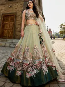 panchhi Embellished Sequinned Semi-Stitched Lehenga & Unstitched Blouse With Dupatta