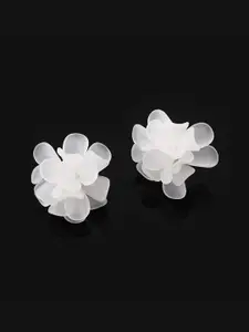 VAGHBHATT Rhodium-Plated Floral Shaped Studs