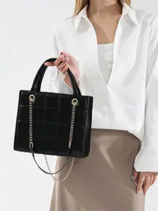 HAUTE SAUCE by  Campus Sutra HAUTE SAUCE by Campus Sutra Women's Black Vegan Leather Hand Bag