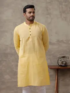 Ramraj Band Collar Long Sleeves Cotton Straight Kurta