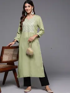 Indo Era Women Embroidered Mirror Work Kurta