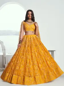 DIVASTRI Embellished Thread Work Semi-Stitched Lehenga & Unstitched Blouse With Dupatta