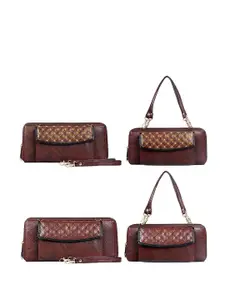 THE CLOWNFISH Pack Of 2 Women Diamond Zip Around Wallet with Front Mobile Pocket