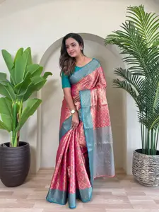Anouk Floral Woven Design Zari Saree