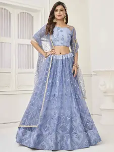 DIVASTRI Embroidered Thread Work Semi-Stitched Lehenga & Unstitched Blouse With Dupatta