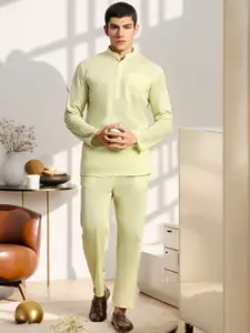 Moda Rapido Band Collar Pure Cotton Straight Short Kurta With Pyjama