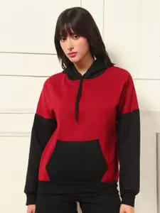 BAESD Women Colourblocked Hooded Sweatshirt