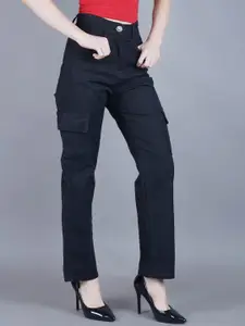 Metronaut Women Classic Regular Fit Mid-Rise Cargo Jeans