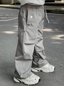 BAESD Boys Relaxed Loose Fit Mid Rise Cargos Cotton Trousers