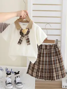 INCLUD Girls Polo Collar T-shirt With Skirt