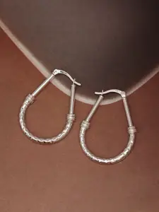 LeCalla 925 Sterling Silver-Plated Oval Shaped Hoop Earrings