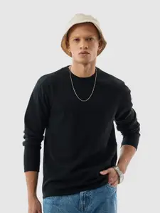 Snitch Men Self Design Round Neck T-Shirt