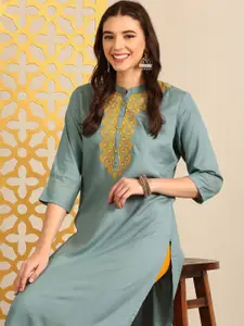 Anouk Women Ethnic Motifs Embroidered Thread Work Kurta