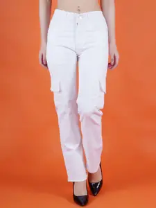 Metronaut Women Classic Straight Fit Mid-Rise Low Distress White Jeans