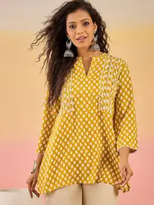 Sangria Ethnic Motif Printed A-Line Kurti