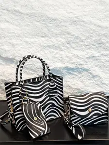 HAUTE SAUCE by  Campus Sutra HAUTE SAUCE by Campus Sutra Women Pack Of 3 Animal Printed Leather Shoulder Hand Bag Set