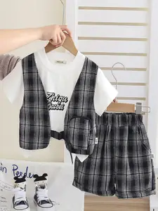 INCLUD Boys Checked Short Sleeves T-shirt With Shorts