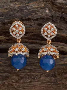 Kushal's Fashion Jewellery Gold Plated Zircon Studded Dome Shaped Jhumkas Earrings