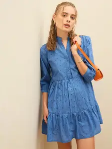 SASSAFRAS Women Embroidered Fit-Flare Dress