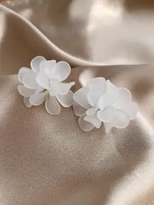 VAGHBHATT Rhodium-Plated Floral Shaped Studs