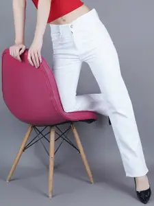 Metronaut Women Classic Regular Fit Mid-Rise Slash Knee Jeans