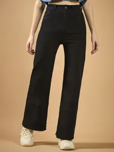 The Roadster Lifestyle Women Wide Leg High Rise Clean Look Stretchable Denim Jeans