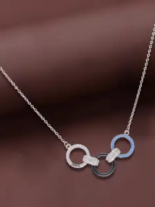 TVISVA JEWELS 925 Sterling Silver-Plated Cubic Zirconia Studded Pendants With Chains