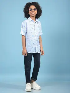 Crimsoune Club Boys Slim Fit Floral Printed Casual Shirt
