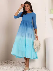 all about you Women Ombre Dyed Fit & Flare Midi Dress
