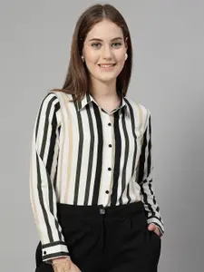 Style Quotient Women Vertical Stripe Printed Smart Regular Fit Opaque Formal Shirt