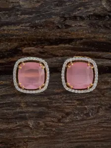 Kushal's Fashion Jewellery Gold-Plated Square Shaped Zircon Studded Studs