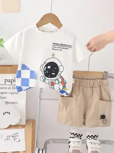 INCLUD Boys Printed Round Neck T-shirt With Shorts