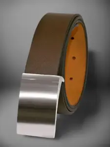 Azibo Men Textured Leather Slider Buckle Belt