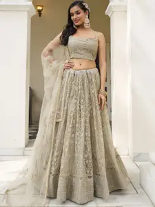 DIVASTRI Embellished Thread Work Semi-Stitched Lehenga & Unstitched Blouse With Dupatta