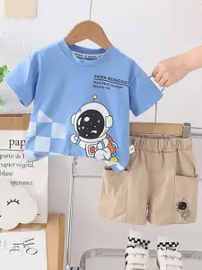 INCLUD Boys Printed Short Sleeves T-Shirt With Shorts