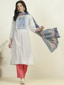 Biba Floral Printed Pure Cotton Unstitched Dress Material