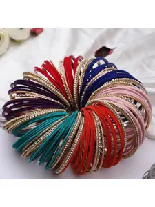 leshya Set Of 98 Bunches With Thread & Velvet Bangles