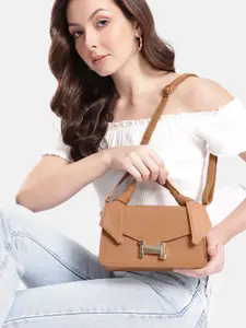 DressBerry Brand Logo Embossed Textured Satchel