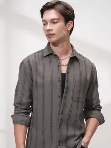 HIGHLANDER Men Comfort Opaque Striped Casual Shirt