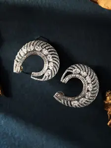 ASMITTA JEWELLERY Silver-Plated American Diamond Studded Contemporary Studs