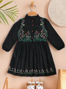 Bella Moda Girls Floral Embroidered Fit & Flare Dress