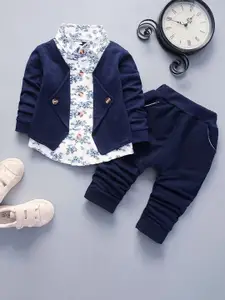 BAESD Boys Floral Printed Shirt With Trousers & Attached Blazers