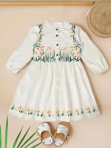 Bella Moda Girls Floral Embroidered Fit & Flare Dress