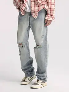 StyleCast x Revolte Men Slash Regular Fit Knee Light Fade Jeans