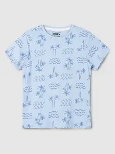 max Boys Floral Printed Tropical Pockets T-shirt