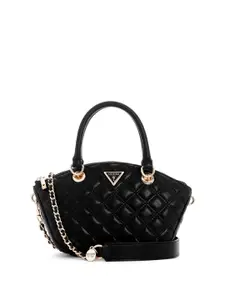 GUESS Textured PU Structured Satchel with Quilted