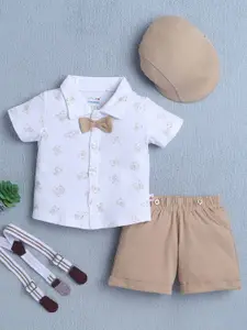 BUMZEE Boys Printed Short Sleeves Shirt With Shorts & Suspenders